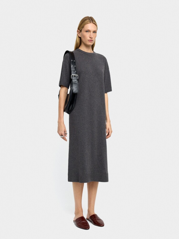 Vestido Midi De Punto gris