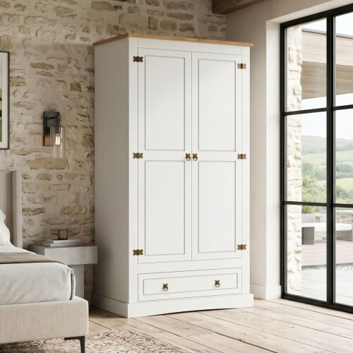 Ropero 2 puertas 1 Cajón Madera - Linea Mexicana Blanco