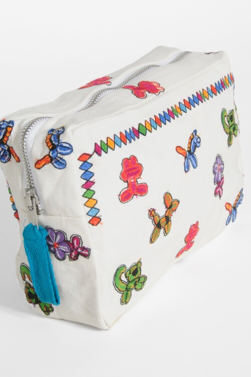 Estuche balloon bordado crudo