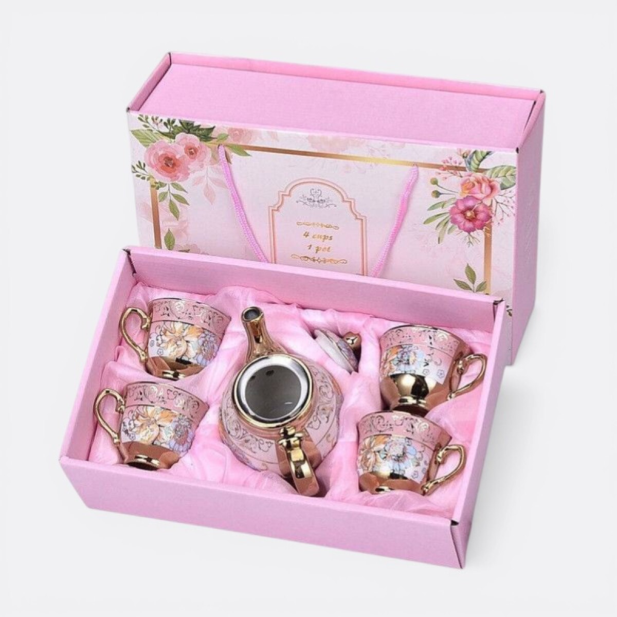 Juego De Té 5 piezas Clásico - Rosa Dorado 