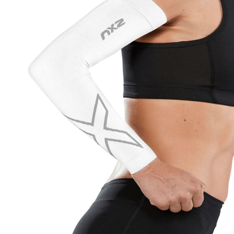 Flex Compression Arm Sleeves - Unisex White/grey