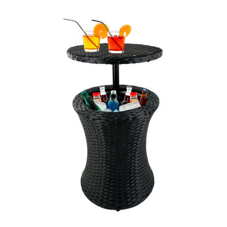 Mesa ratona de rattan con hielera de metal Mesa ratona de rattan con hielera de metal