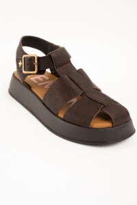Sandalia Cangrejera Con Plataforma Chocolate