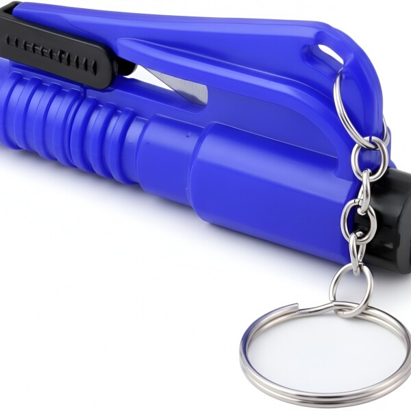 Mini Martillo Seguridad Autos Llavero Rompe Vidrios Ventanas Color Azul