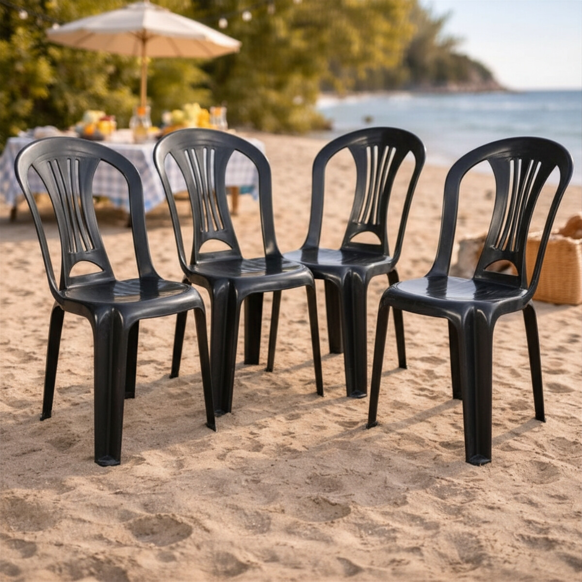 4 Silla Bistró sin apoya brazos - NEGRO 