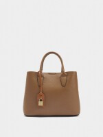 Bolso Tote Con Textura Y Colgante camel