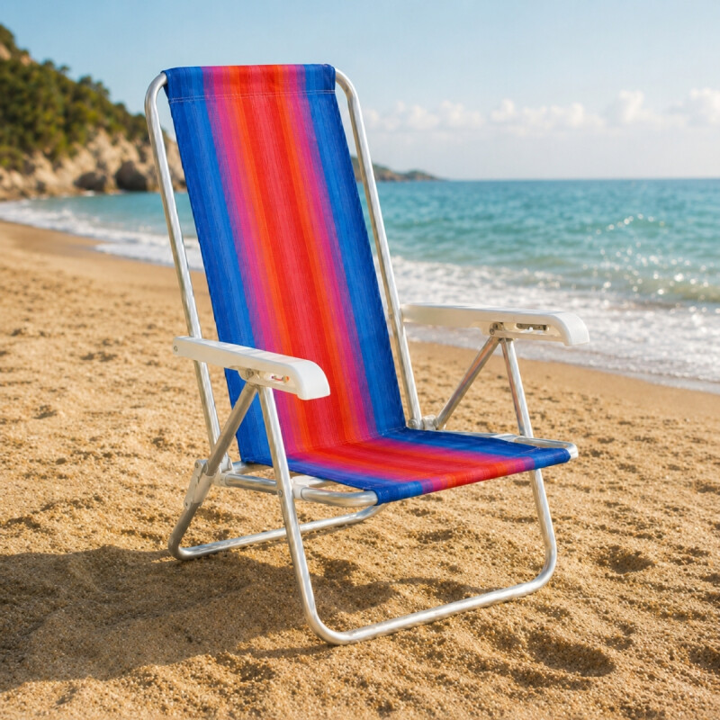 Set x2 Silla reclinable 4 posiciones aluminio NARANJA/AZUL