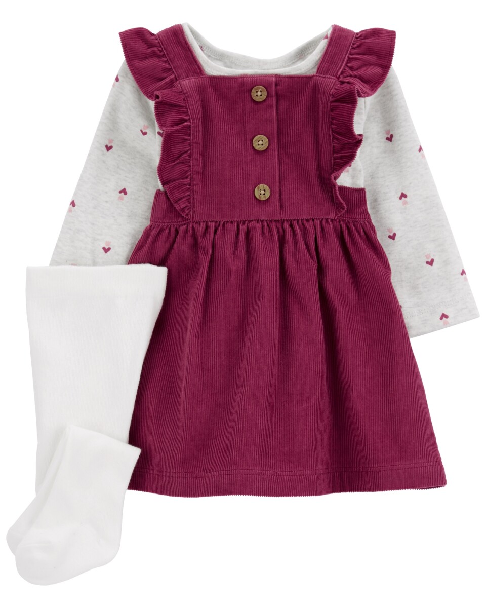 Set tres piezas, jumper de pana, remera y medias de algodón 
