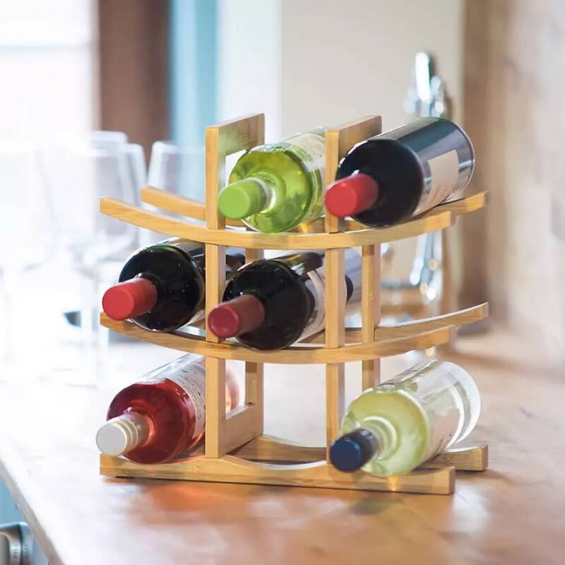 Vinera soporte 9 botellas de vino madera bambú Vinera soporte 9 botellas de vino madera bambú