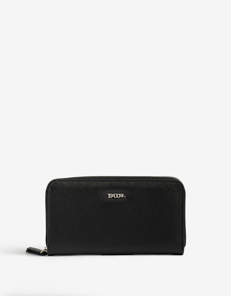 Ficheros Zip Round Billetera Fichero Negro - Negro