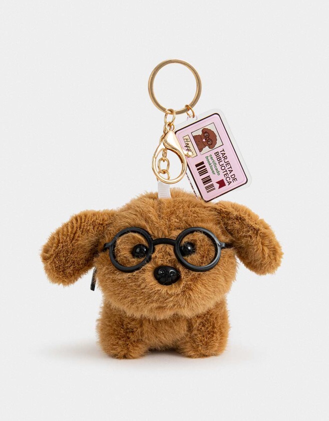 Llavero Peluche Llavero De Peluche De Perrito Y Charm - Marron Chocolate