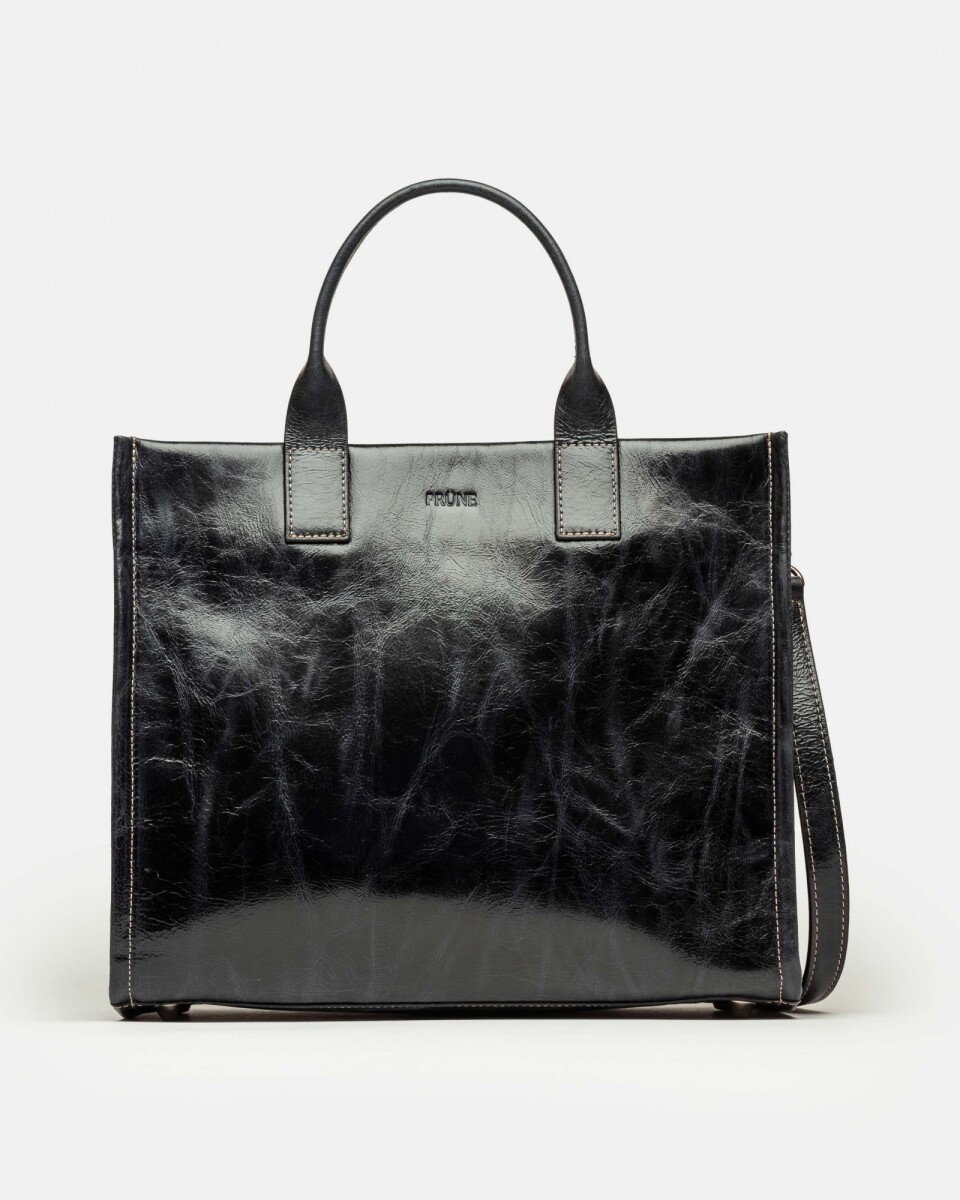 Cartera de mano Capri en cuero arrugado - Negro 