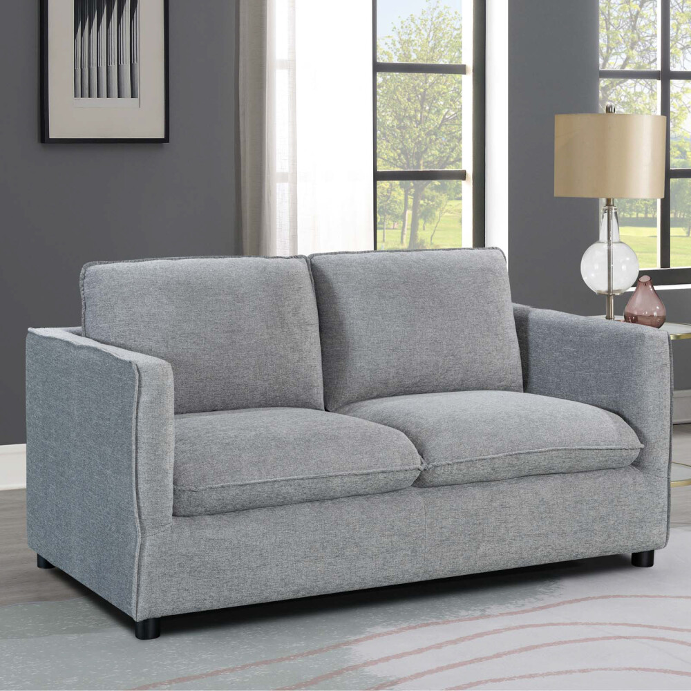 SOFÁ 2 CUERPOS TELA GRIS AMSTERDAM