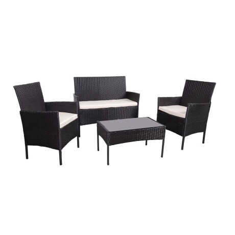 SET LIVING EXTERIOR RATTAN-SINTETICO-Y-ACERO NEGRO APOLO
