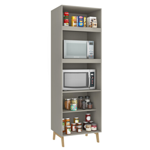 Mueble Alacena Multiusos de Cocina Bajo Mesada con Módulos para Microondas en MDP - Madera - Línea Melilla - Cinza Mueble Alacena Multiusos de Cocina Bajo Mesada con Módulos para Microondas en MDP - Madera - Línea Melilla - Cinza