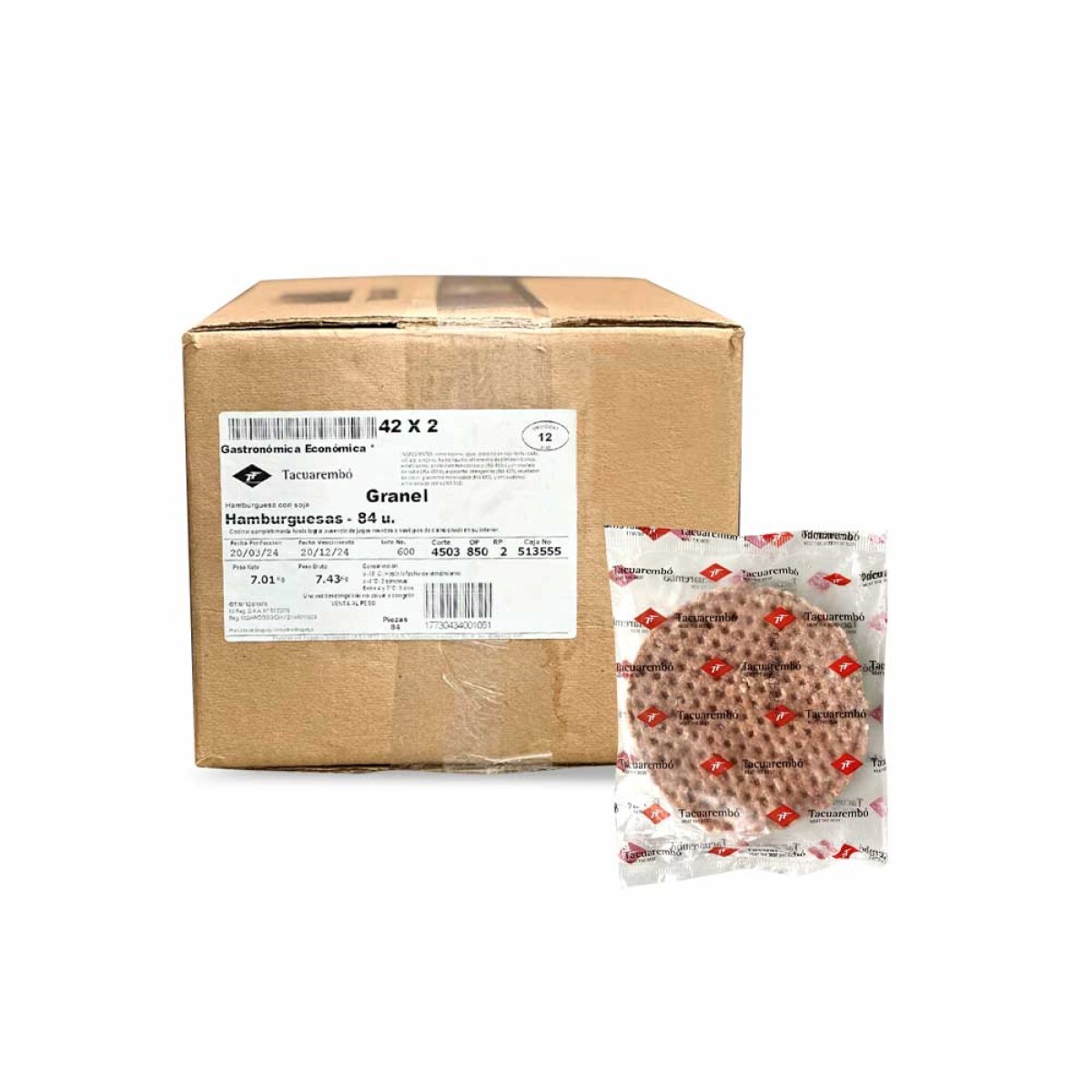 Hamburguesa Tacuarembo 84 Grs X Caja De 42 Paquetes 