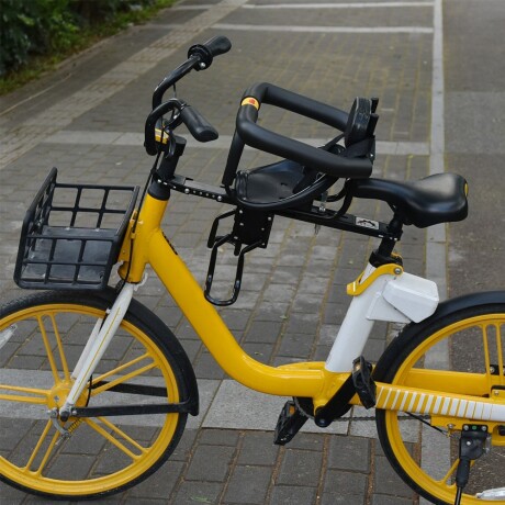 Silla Frontal Bicicleta Bebés Niños Barra Seguridad Posapiés Negro