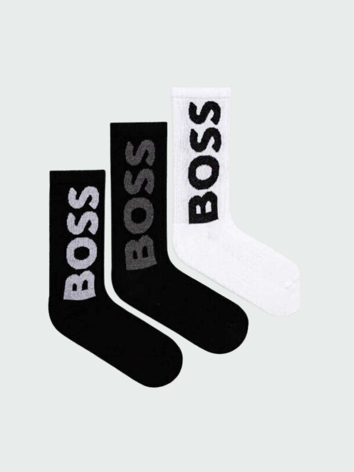 BOSS - Pack De 3 Medias Rib Logo Negro