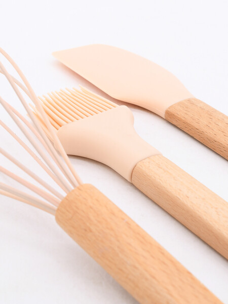 BATIDOR PINCEL Y ESPATULA SET X3 BEIGE (V)