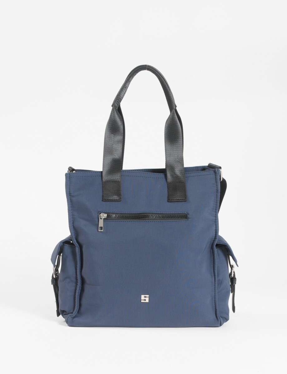 Bolso con bolsillos de tela - azul 