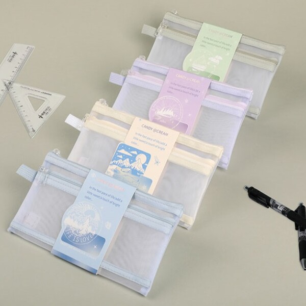 Cartuchera malla celeste