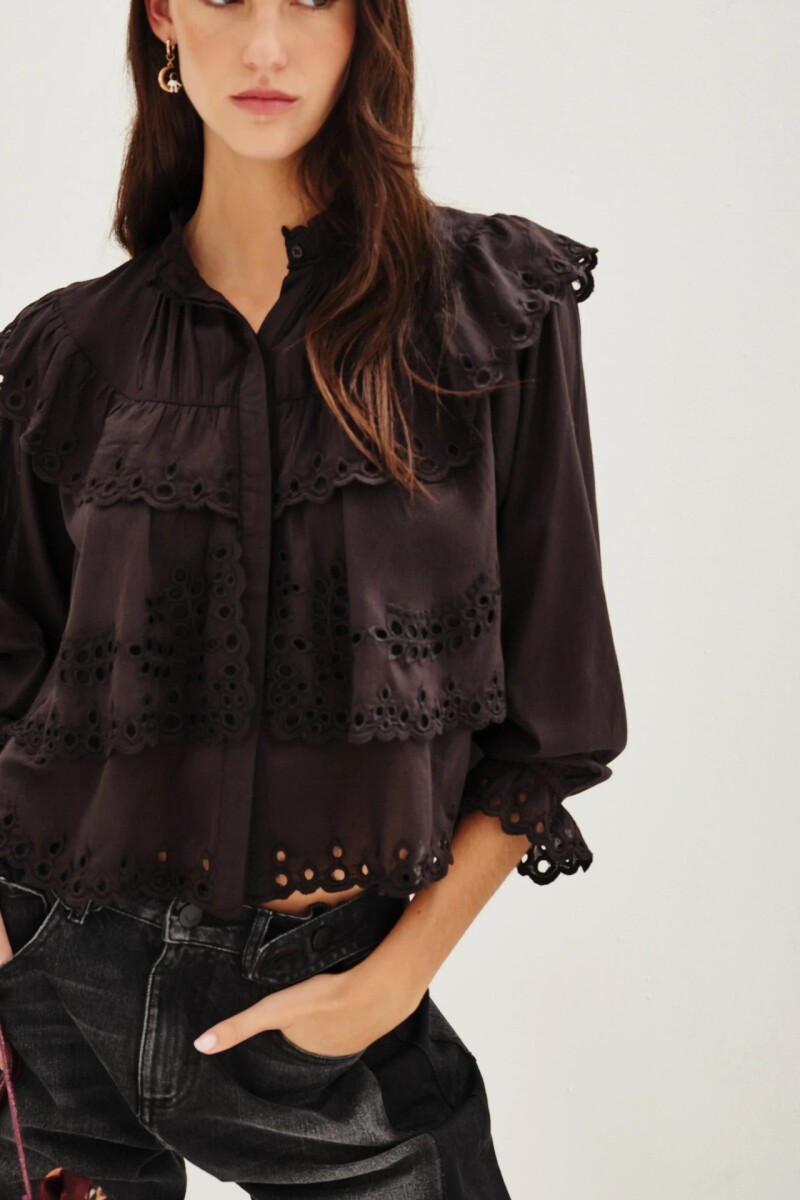 Camisa Belle Lace Negro