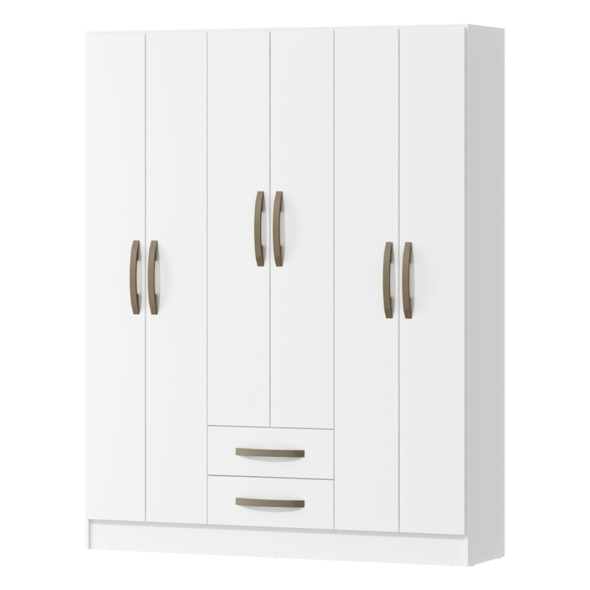 Ropero Armario 6 puertas 2 cajones con estantes y perchero interior natural 172X136X35 - Blanco 