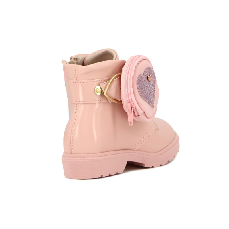 Molekinha Bota Charol Acordonadas C/monedero Rosado-rosado