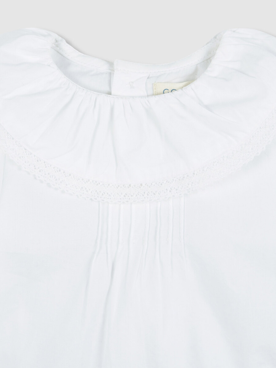 Blusa Tira Bordada En Volante Del Cuello Blanco