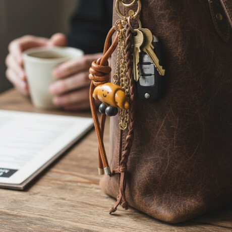 Llavero con accesorios Medialuna Marron