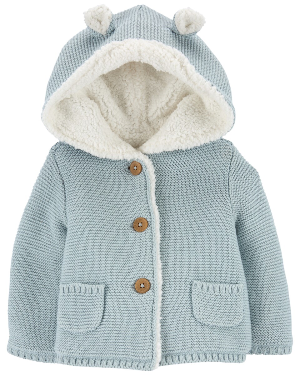 Campera de algodón, con forro de sherpa, azul 