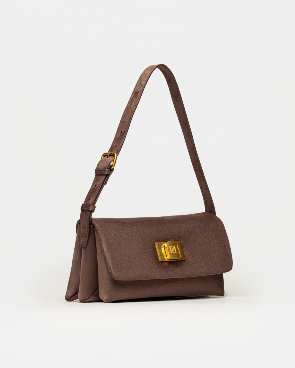 Cartera al hombro Leisure efecto gamuza Chocolate