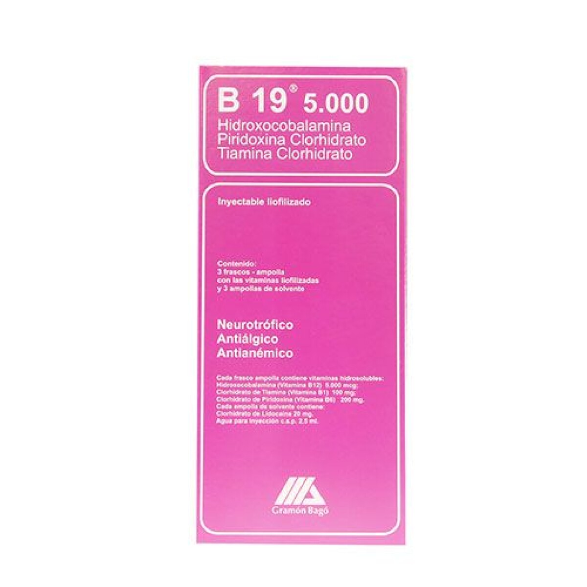 B 19 5000 3 Ampollas – Vitamina B12 Inyectable para Energía y Vitalidad