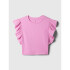 GAUZE RUFFLE TOP SUGAR PINK