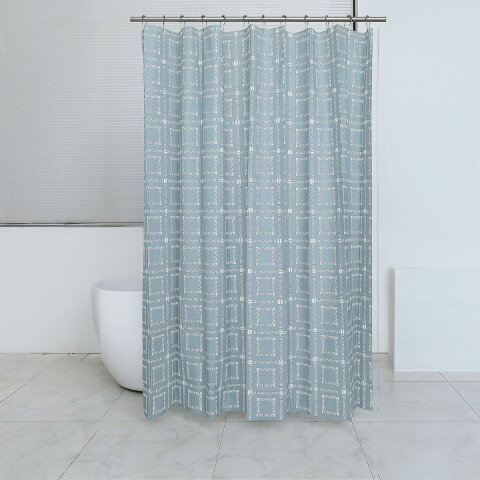 Cortina Baño Bukara con Argollas 180 x 180 cm 1474 GEOMETRICO MENTA
