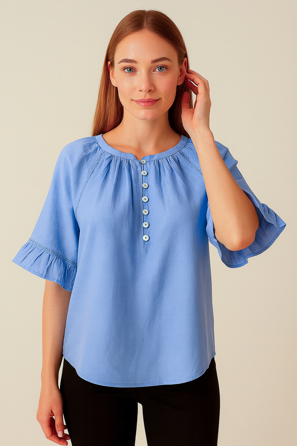 Blusa Xelma Celeste Claro