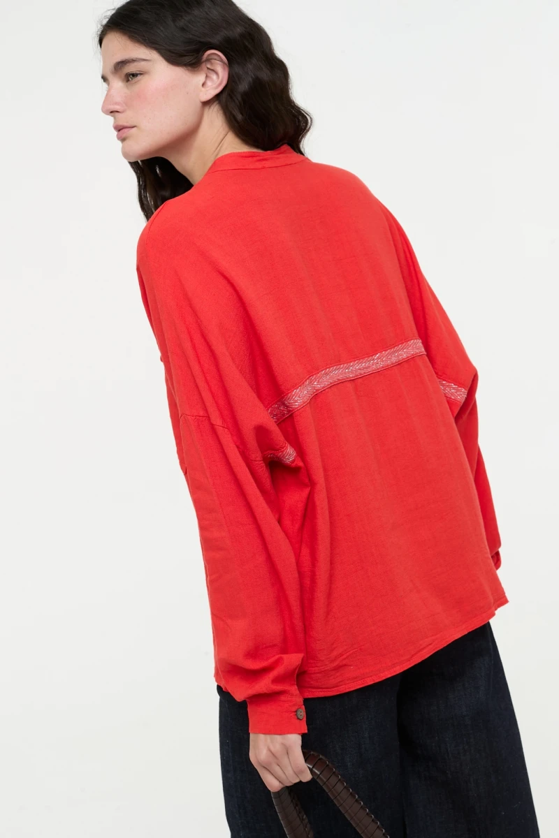 CAMISA CUELLO MAO Rojo