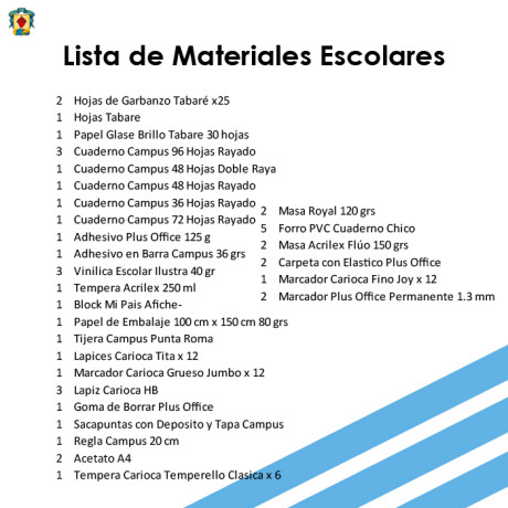 Lista de Materiales Escolares Colegio Sagrado Corazón - 2º Escuela Lista de Materiales Escolares Colegio Sagrado Corazón - 2º Escuela