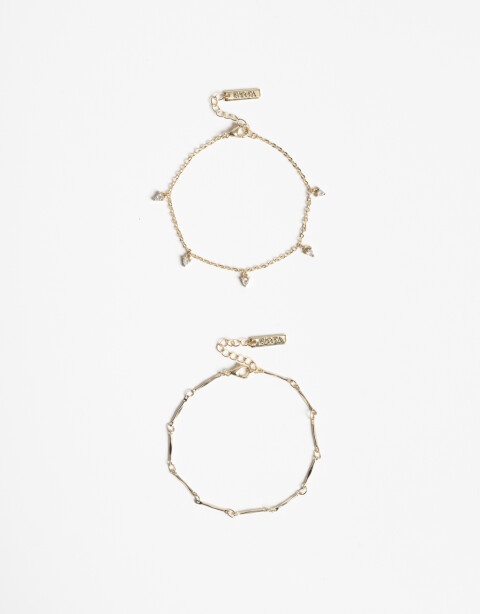 Pulseras Flexibles Sets Strass Set De Pulseras Flexibles Con Cubic - Dorado