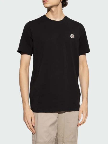 Moncler - Camiseta de Algodón con Parche de Logotipo (Paquete de tres) Negro