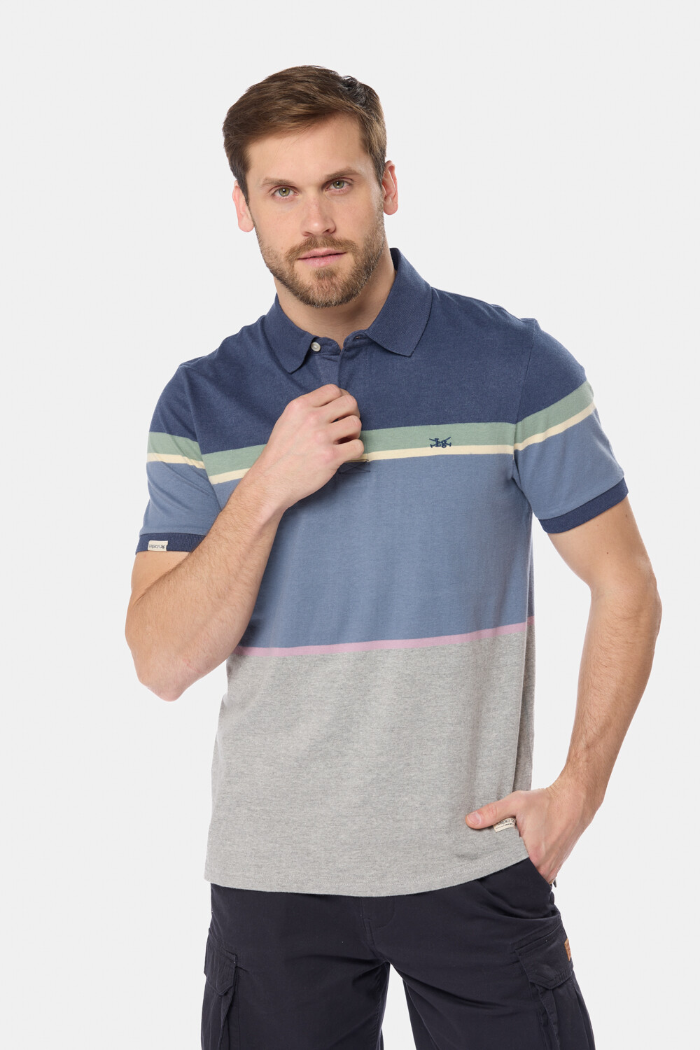 REMERA POLO RAYADA Azul