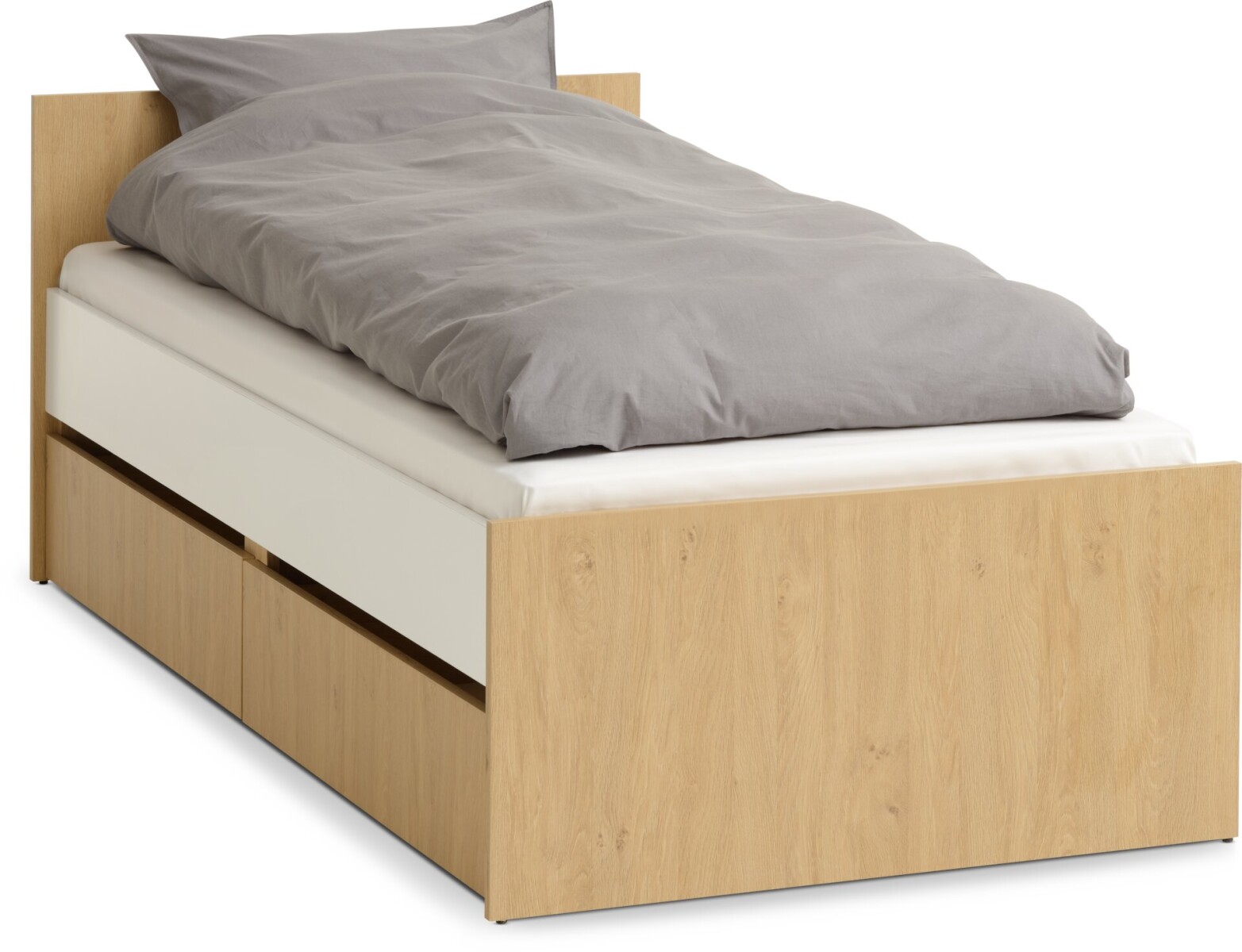Cama c/almacenaje 90x200 BILLUND bl/roble 