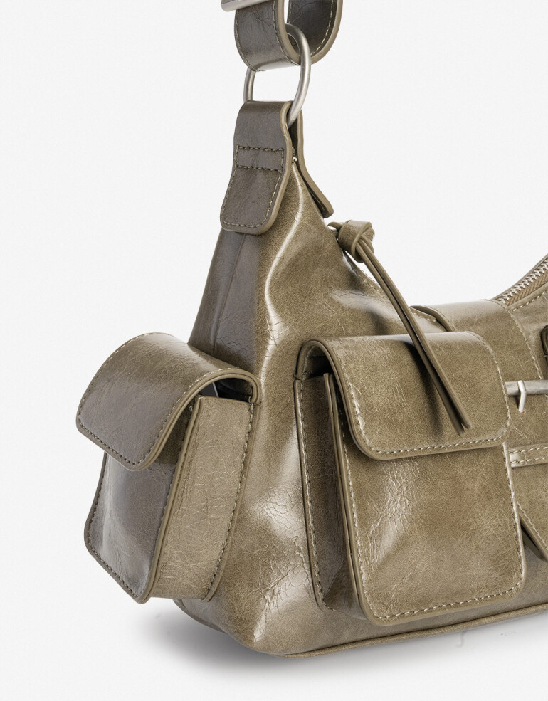 City Cartera Baguette Multipocket - Verde Militar