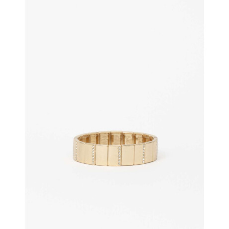 Pulsera Elástica Metal Con Strass Dorado