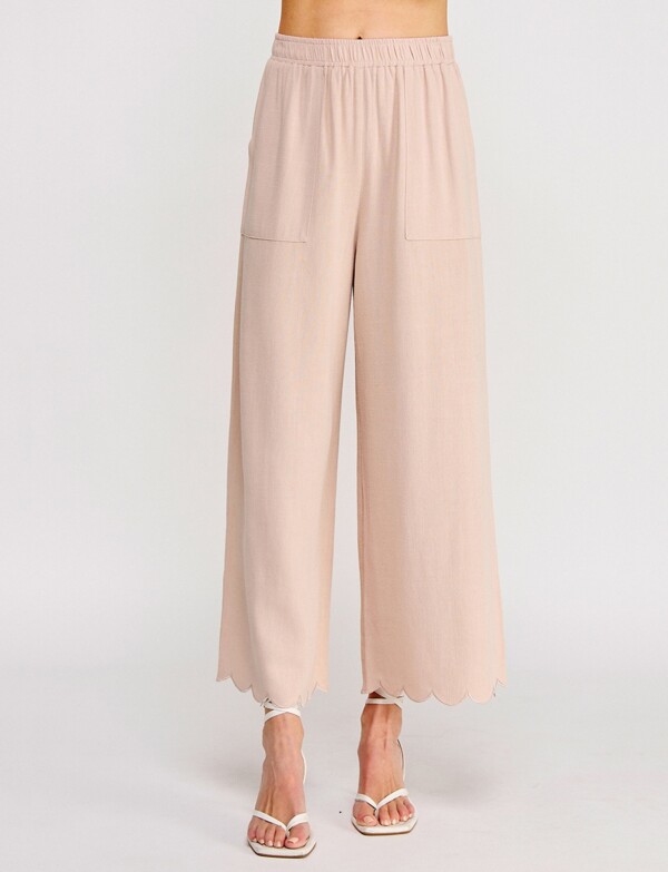 Pantalon Lino Festoneado BEIGE