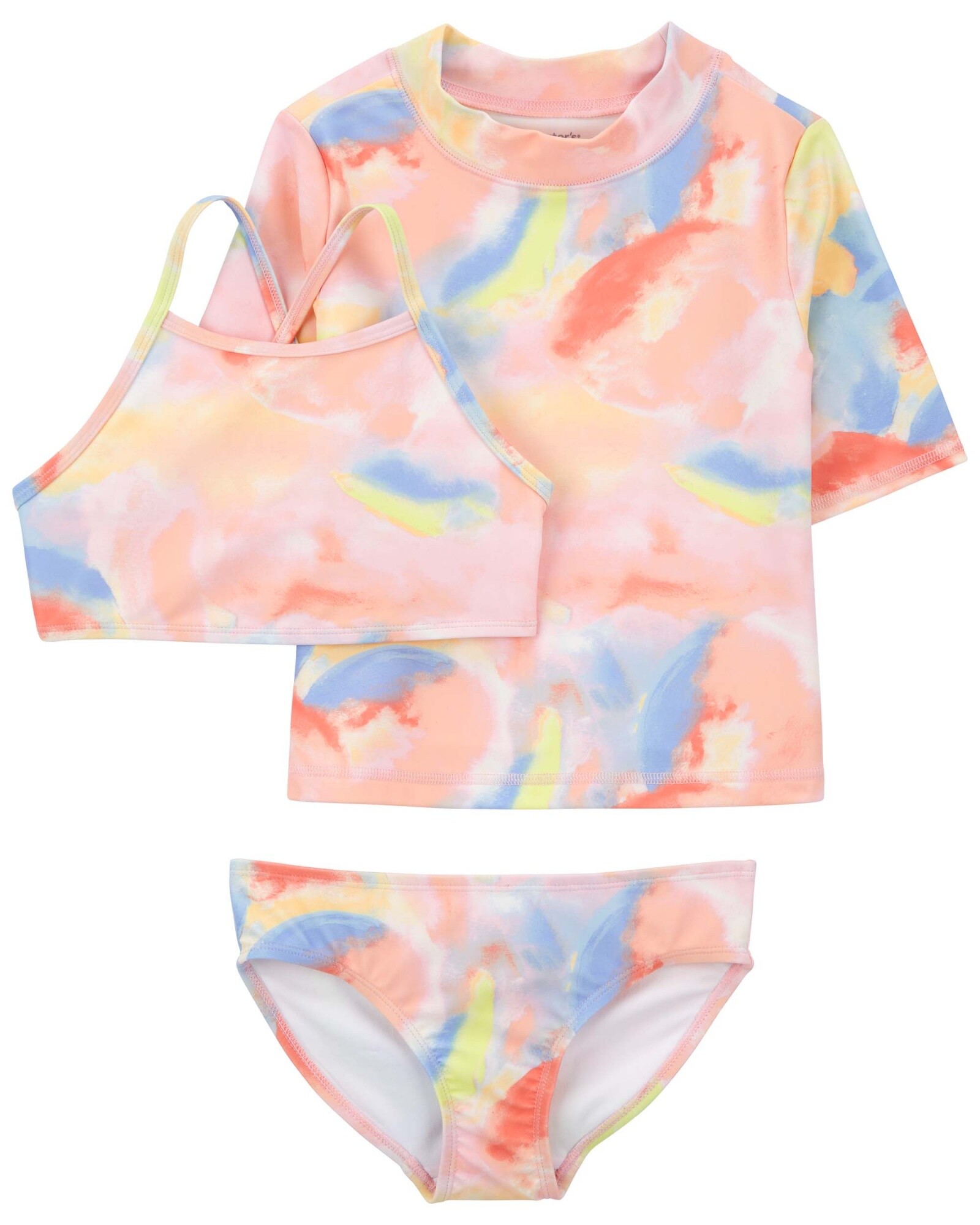 Traje de baño tres piezas con protección UPF 50+ diseño tie-dye Sin color