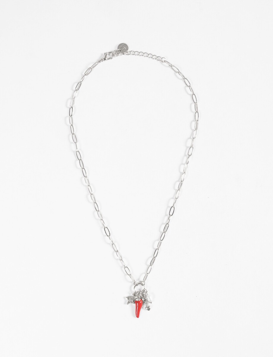 Collar cadena charms - plateado 