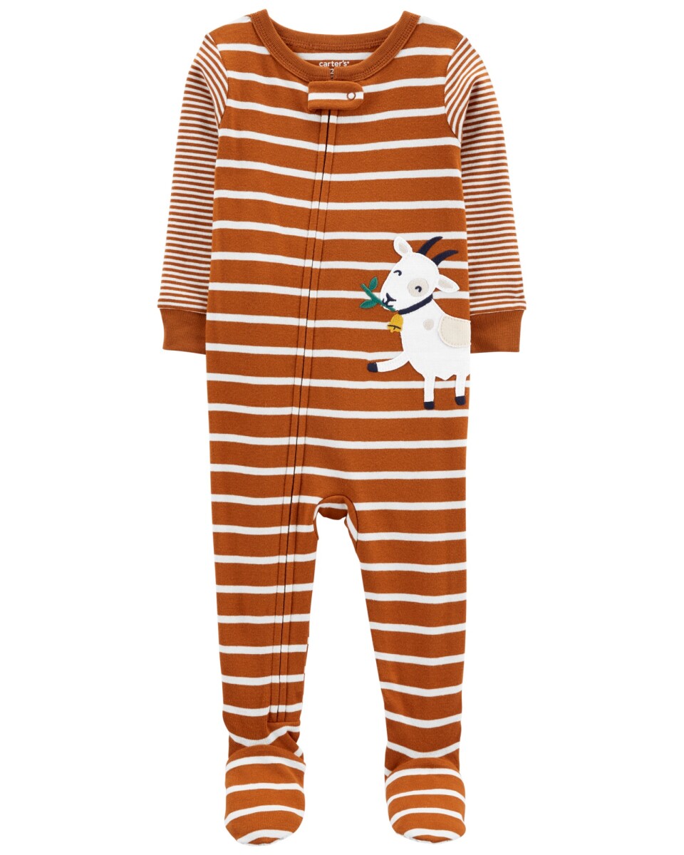 Pijama de Algodón de Una Pieza con Pie y Ajuste 100% Perfecto Cabra 