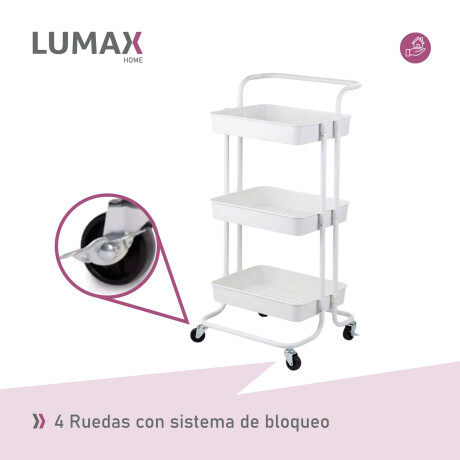 Carrito Organizador 3 Niveles Multiuso con Ruedas Blanco