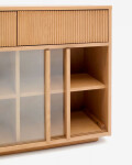 Aparador Helvine 4 puertas y 4 cajones chapa de roble y cristal templado 200x75cm FSC 100% Aparador Helvine 4 puertas y 4 cajones chapa de roble y cristal templado 200x75cm FSC 100%